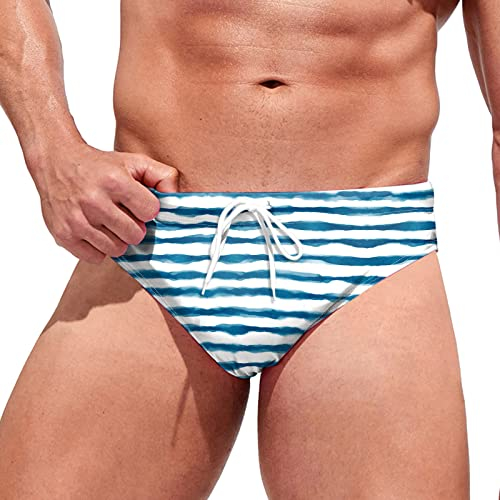 UnoSheng Kurze Badehose Mens Sommer Atmungsaktiv Bedruckte Badehose Hosen Shorts Slim Wear Badeanzug Slips Wasserball Badehose Herren (Blue, S)