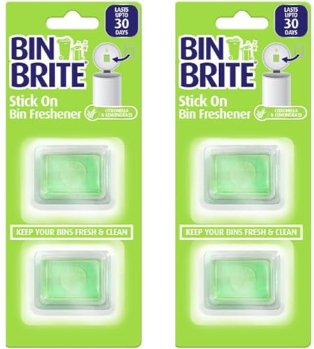 Bin Brite Bin Fresheners - Pack of 4 Citronella & Lemongrass Scented Discs for Odor-Free Bins