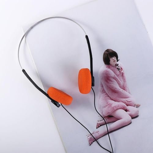 Orange Retro Over-Ear Headphones,Wired Stereo Headphones,Headphone,Lightweight Portable Headphone with Adjustable Headband,Electronics