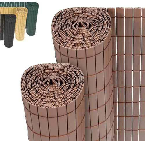 Jopassy PVC Sichtschutzmatte,Braun W-Rippenverstärkungen Sichtschutzzaun,UV-beständig, schimmelfrei und pflegeleicht,Verstärkt Starke Privatsphäre für Garten Balkon Terrasse(0.8 * 3M)