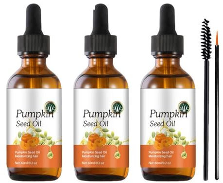 Kürbiskernöl für das Haarwachstum, Pumpkin Seed, Natürliches kaltgepresstes Kürbiskern-Massageöl für den Körper, Reparatur Von Geschädigtem Haar Für Männer Und Frauen,60ml 3 er