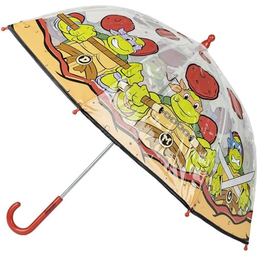 Ninja Turtles Bubble-Regenschirm-Manuelle Öffnung-Mehrfarbig-Hergestellt aus 100% POE mit Fiberglasrahmen-Original entworfen in Spanien
