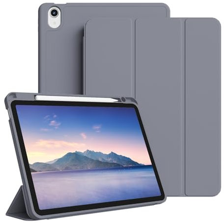 GKABXY Étui pour iPad Air 7e/6e 11 Pouces 2025 M3 2024 M2/ iPad Air 5 4 (2022/2020 10,9 Pouces) avec Porte-Stylo, étui de Protection en TPU Souple, Veille/réveil Automatique, Violet