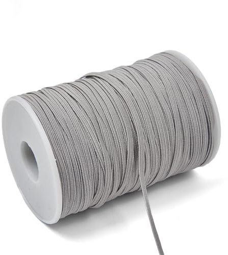 Anevous Gummiband,Nähen Gummibänder,Flache Elastisches Band,Gummiband Nähen,Einfassband zum Hosenbund,Hosengummi für Nähen und Haushalt DIY Handwerk,Kleidung Zubehör,Handgemacht,Grau 3mmx90m