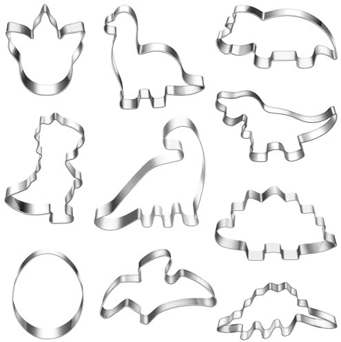 Torytoe Tagliabiscotti Dinosauri, 10 Pezzi Forme Biscotti Dinosauri, Stampi per Biscotti Dinosauri Acciaio Inox, Coppapasta Dinosauro per Bambini Compleanno Festa Tema Party Decorazioni