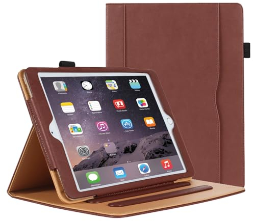 DAORANGE Custodia per iPad 9.7 6a/5a Generazione 2018/2017, Cover per iPad Air 2 9.7 2014, Custodia in Pelle PU di Alta Qualità, Tasca Portadocumenti, Auto Svegliati/Sonno (Marrone)