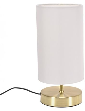 ValueLights | Brushed Gold Cylinder Touch Dimmer Table Lamp with White Fabric Shade Bedside Light Bedside Light | Table Lamps, Home Décor & Improvement Essential