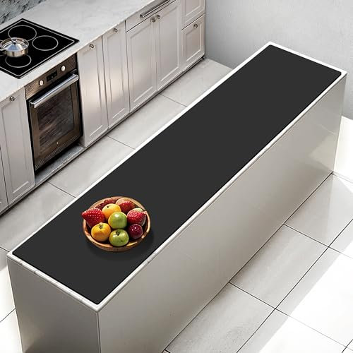 AECHY Silicone Mats for Worktops 200x50x0.2cm, Heat Resistant Mat Waterproof Kitchen Worktop Protector, Extra Large Silicone mat, Nonstick Craft Mat Kitchen Table Placemats for Countertop Black