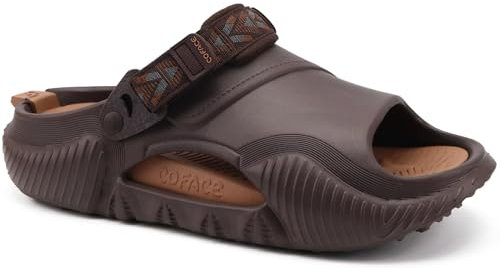 COFACE Mens Sandals with Arch Support Orthopedic Slides for Men Orthotic Clogs 2025 Recovery Sandal Man Plantar Fasciitis Summer Casual BrownKhaki Size 9