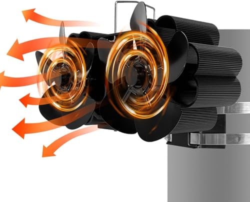 Kaminventilator Wärmebetrieben | Pelletofen Ventilator Wandmontage Holzofen Gebläse | Thermoventilator mit Überhitzungsschutz Holzofen Zubehör für Pelletofen