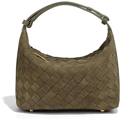 Luxuriöse Wildleder-Hobo-Tasche für Damen, gewebtes Leder, Schultertaschen mit Tragegriff oben, Hh04, Small