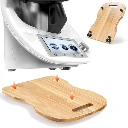 Vonsera Tavola Scorrevole in Legno di Gomma per Bimby TM6 e TM5 - Base Universale con Rotelle, Vassoio Multifunzione e Design Antiscivolo per Accessori Thermomix TM6 TM5, Marrone Chiaro