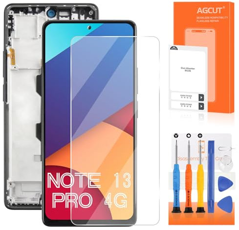 AGCUT 6.67 Schermo LCD per Xiaomi Redmi Note 13 PRO 4G LCD Display per Redmi Note 13 PRO 4G 23117RA68G 2312FPCA6G LCD Touch Screen Digitizer Assembly con Riparazione Strumenti con Telaio, Nero