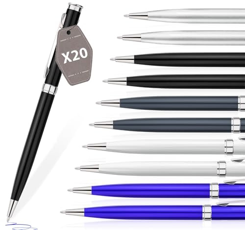 Lindahandel Kugelschreiber,Stift 20 stück,Ballpoint Pen,Ergonomische Schreibstifte Set,Drehkugelschreiber,Schwarz Kugelschreiber mit Blau Mine