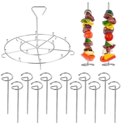 15 Brochetas de Acero Inoxidable 304 - Juego para Parrilla, Horno y Airfryer - Brochetas Reutilizables para Carne, Verduras y Kebab - Diseño Colgante y de Pie