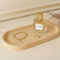 Natural Travertine Vanity Tray with Scalloped Edge, Decorative Bathroom Tray, Handmade Turkish Stone Catchall for Perfume Jewelry Candles, Neutral Beige Countertop Organizer (12 x 6 x 0.8)