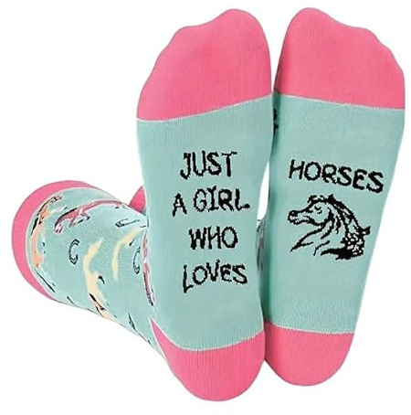 Horse Gifts for Girls,Just A Girl Who Loves Horses Sock,Pink Horse Riding Socks Accessories Stuff for Girls Kids Women Horse Lover