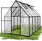 QEENTOE Gewächshaus Aluminium mit Fundament & Dachfenster Tomatenhaus wetterfest rostfrei Treibhaus Anzuchthaus temperaturbeständig Frühbeet Pflanzenhaus für Tomaten, Gemüse & Pflanzen - 280x180x195cm
