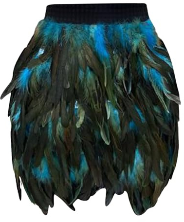 Damen Federrock Bühnenkostüme Ballkleid Karneval Rock Minirock für Cosplay-Party Leistung Pfau Papagei Pfauen Blusenrock Frauen Kostüme Huhn Pfauenfedern Tüllrock Feder Accessoires