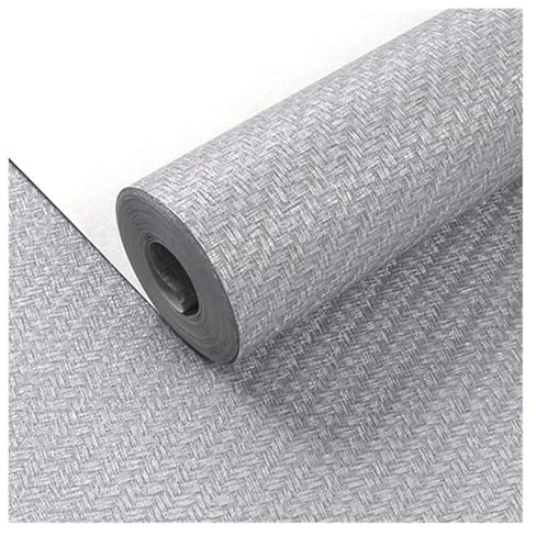 BDFJEDS Papier Peint Papier peint PVC uni, couleur unie, lin, motif imitation paille tissée, non autocollant, imperméable, minimaliste(Silver gray,0.530mx2m)