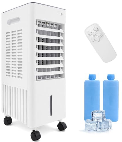 Ventless Portable Air Conditioner 12L,4-in-1 Evaporative Air Cooler for Home Room,Quiet Air Conditioning Unit with Remote,3 Speeds,2 Ice Packs,Humidifier Fan with Timer Function(Equipped with Type G)