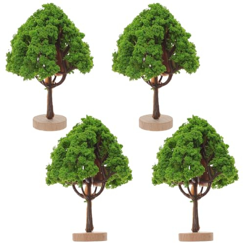 SECFOU 4pezzi Alberi da Strada in Miniatura per Tavolo di Sabbia Realistici in Plastico e Legno per Creazioni Artistiche e Decorazioni DIY