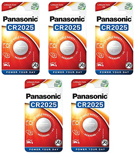 Panasonic – Set di 5 pile a bottone Cell Power CR2025 litio 3 V