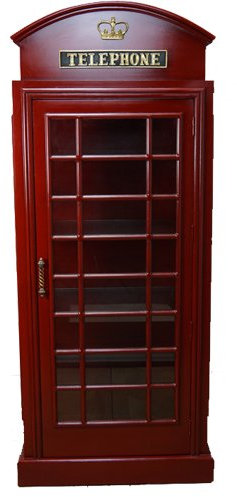 Englische Telefonzelle Britische Schrank Vitrine Vitrinenschrank rot Deko Nostalgie Retro