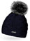 Neverless Damen Strick-Mütze gefüttert mit Kunstfell-Bommel, Winter-Mütze, Bommelmütze, Navy Unisize