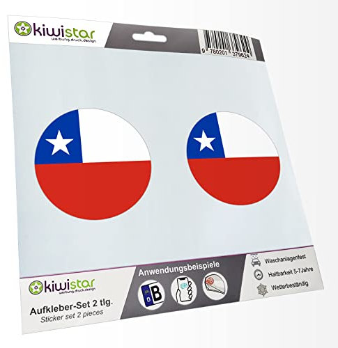 hauptsachebeklebt KIWISTAR - 2X Kennzeichenaufkleber - Chile - Kennzeichen Aufkleber Sticker Nummernschild Land Country Nation