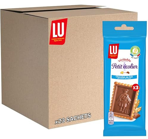 LU Petit Ecolier Chocolat au Lait - Format de Poche - Idéal pour le Goûter - Présentoir de 23 Sachets (37,5 g)