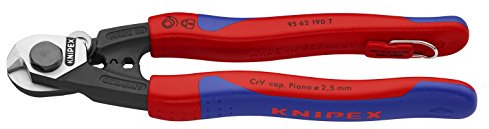 KNIPEX - 95 62 190 T BKA Tools - Wire Rope Cutters, Multi-Component, Tethered Attachment (9562190TBKA)