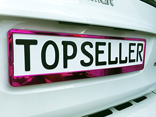 2 x Kennzeichenhalter Nummernschildhalter Pink Chrom Metallic Autozubehör Auto
