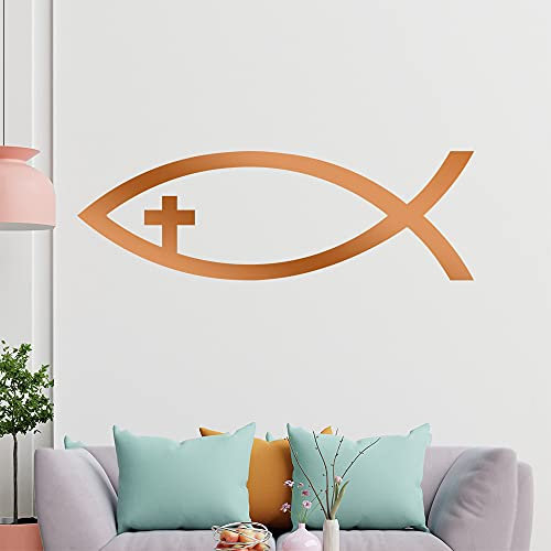 KIWISTAR Jesus Fisch - Christentum Nazareth Kreuzigung Kirche Himmel Wandtattoo in 6 Größen - Wandaufkleber Wall Sticker - Dekoration, Küche, Wohnzimmer, Schlafzimmer, Badezimmer