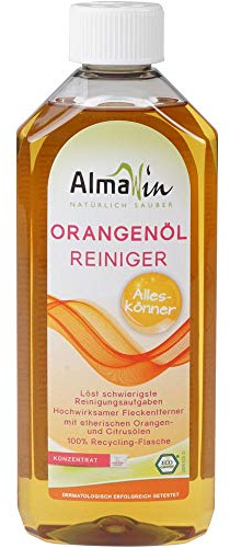 AlmaWin® Orangenölreiniger ÖKO 5x500ml ideal als starker Allesreiniger & Fettlöser – Veganes Orangenreiniger Konzentrat in recycelter Flasche – Orangenöl Reiniger