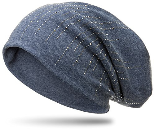 Caspar MU142 Beanie Mütze mit stylischen Strass Streifen und warmem Flanell Stoff