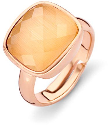 Orphelia Damen-Ring 925 Silber teilvergoldet Zirkonia orange Quadratschliff Gr. 52 (16.6)-ZR-7198/OR/52