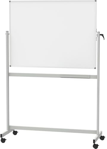 MAUL Mobiles Whiteboard MAULstandard weiß silber 90x120 magnethaftend | flexibel im Raum nutzbar, 360° drehbare Schreibfläche, leicht abwischbare, Ablageschale für Marker, 4 feststellbare Rollen