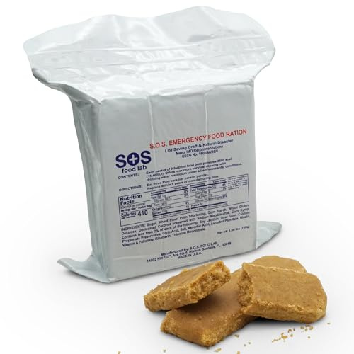 SOS Food Labs, Inc. 185000825 S.O.S. Rations Emergency 3600 Calorie Food bar - 3 Day/ 72 Hour Package with 5 Year Shelf Life, 5 Height, 2 Wide, 4.5 Length, white