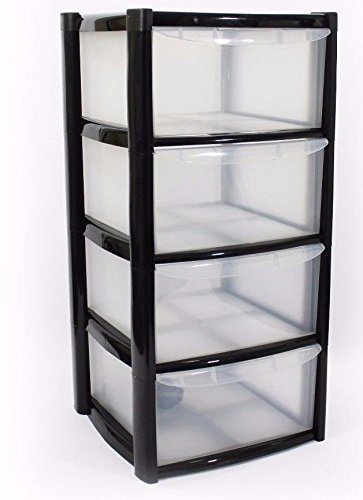 VSL 4 Drawer Plastic Storage Unit Black