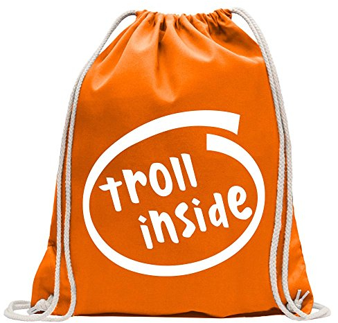 Kiwistar - Turnbeutel - mandarin - troll inside - Fun Rucksack Sport Beutel Gymsack Baumwolle mit Ziehgurt