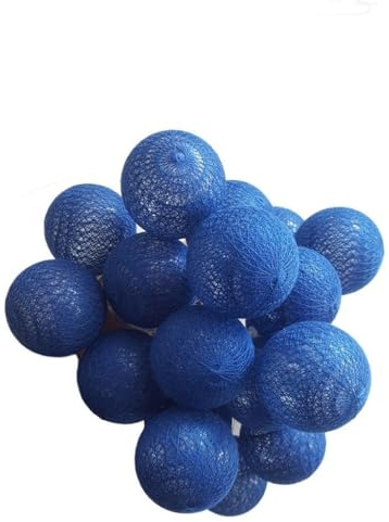 Cotton Ball Fairy String Lights, Chickwin Battery Powered Colorful Decor LED Night Lights 6cm Ball Lamp for Garden Indoor Home Holiday Party Wedding Christmas Decoration (Navy Blue, 3.3m/ 20 Lights)