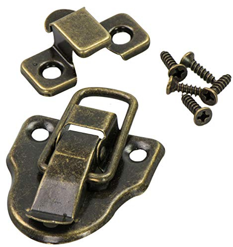 LAUBLUST Truhen Schloss mit Spannverschluss - Eisen Messingfarben 7 x 4 x 1 cm - Antik/Shabby Chic Design - Deko Metallschloss zum Verschönern von Kisten