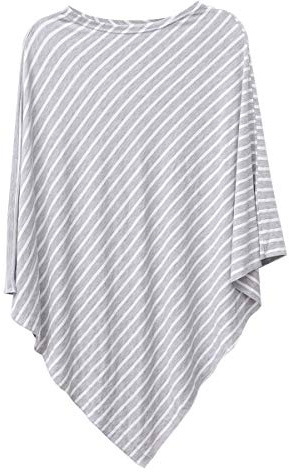 Baby Pflegebezug Stillponcho gestreift Dreieck Stillschal Einkaufswagenbezug Kinderwagenbezug Himmel Schutzdecke (grau)