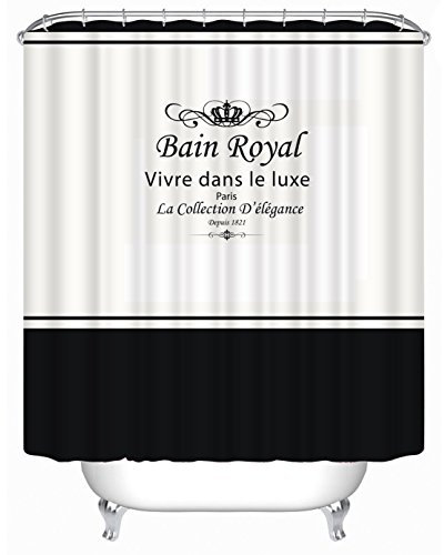Sun&Home 3D Digital Printing Shower Curtain Water-Repellent Antibacterial and Mildew Resistant Washable Bath Curtain 12 Hooks(Bain Royal Vivre Dans Le Luxe Paris) 180x180cm