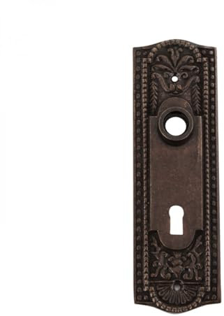 Renovators Supply Manufacturing Door Back Plate Brass 7 1/4 in. Escutcheon Cover Ornate Doorplate in Antique Brass Finish with Keyhole
