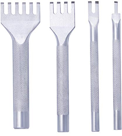 Perforadora de costura de cuero, herramienta de perforación de cuero de 1/2/4/6 puntas, herramienta de perforación de cincel de costura de acero blanco para cinturones, herramientas de perforación de