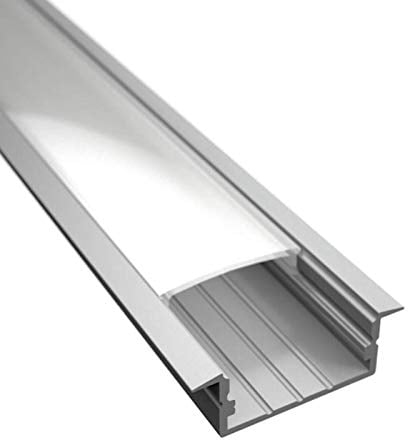 LEDomec LED Einbauprofil WIDE-IN-20 Aluminium Silber für LED Streifen bis max. 20mm inkl. Abdeckung klar oder milchig, für Innen- und Außenanwendung, Leiste (1m + milchige Abdeckung)
