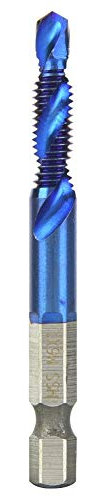 Foret Mèche, HSS Foret à Tarauder en Acier Inoxydable à Haute Vitesse Plaqué Bleu 6,35 mm Foret à Tige Hexagonale Compound Tap(M6)