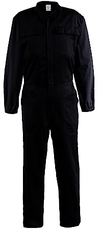 Ultra Overall Herren Arbeitskleidung - Rallyekombi Overall mit Verstecktem Reißverschluss, Zwei Oberen Taschen, Zwei Fronttaschen, Werkzeugtasche, Elastische Bündchen, Elastischer Bund Schwarz L